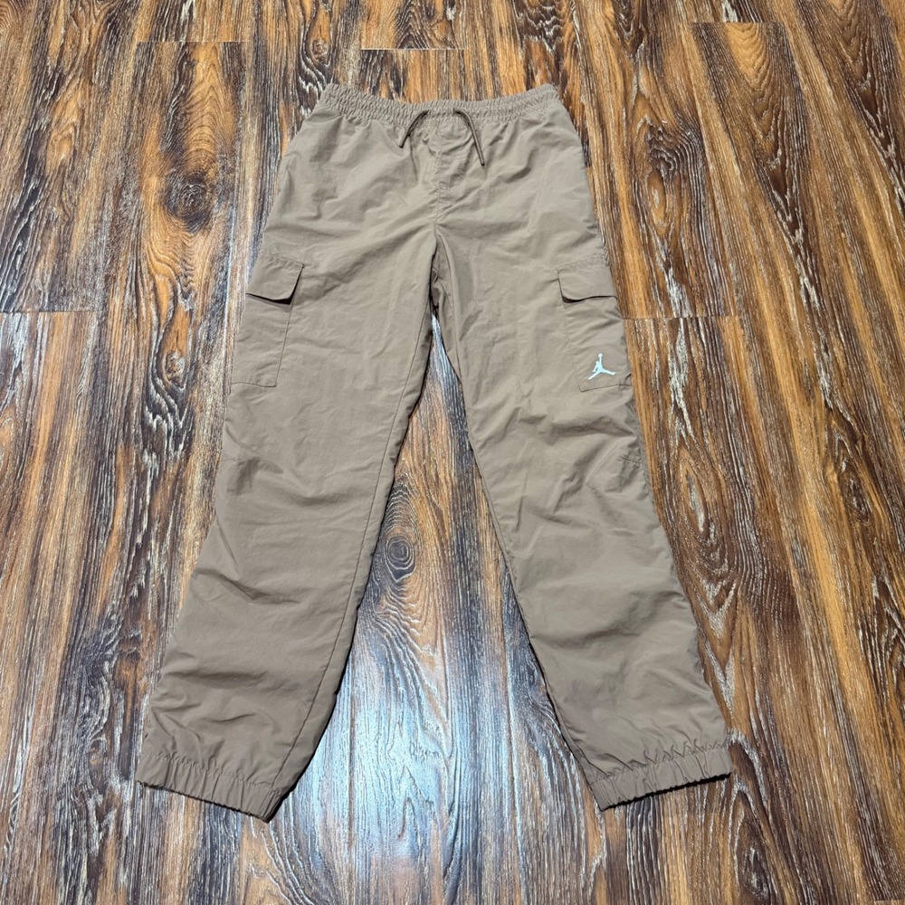 Jordan L Boys or Girls Cargo Pants Kids Brown Jumpman Logo Elastic Waist Lined